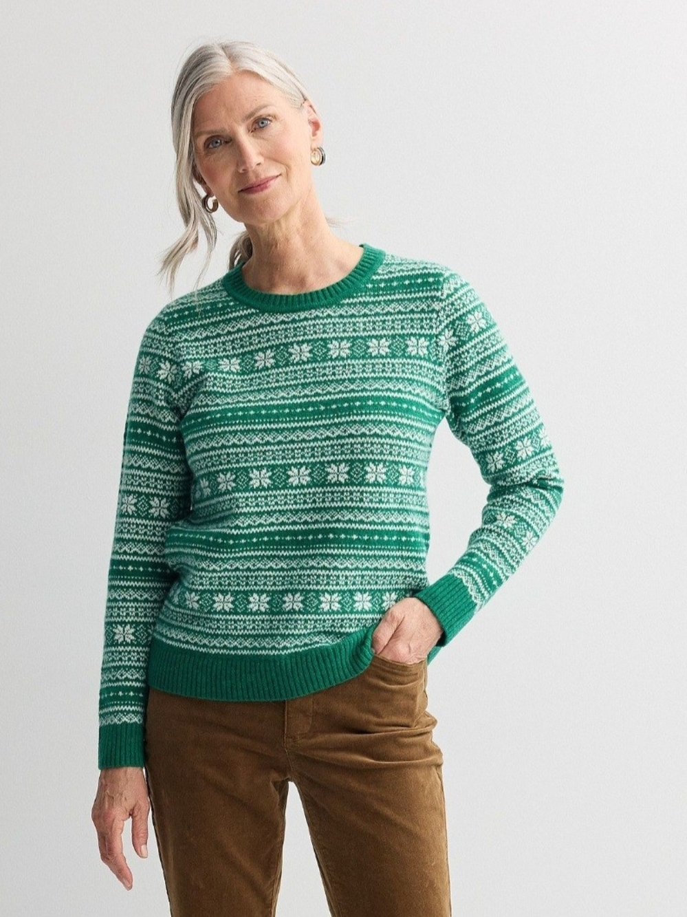 croft & barrow Green Fair Isle Crewneck Sweater
